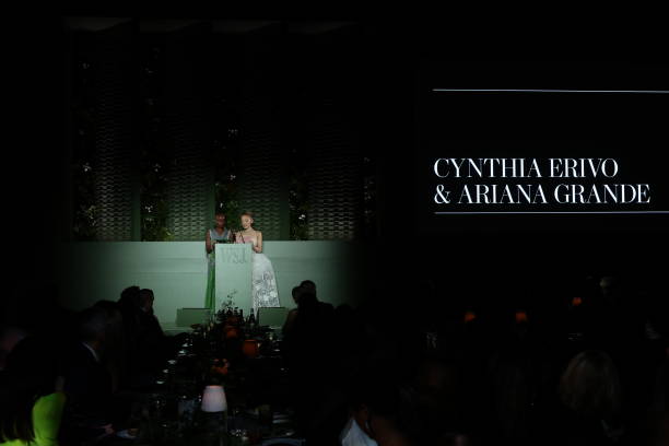 Cynthia Erivo and Ariana Grande speak onstage during the WSJ. Magazine 2024 Innovator Awards on October 29, 2024 in New 
