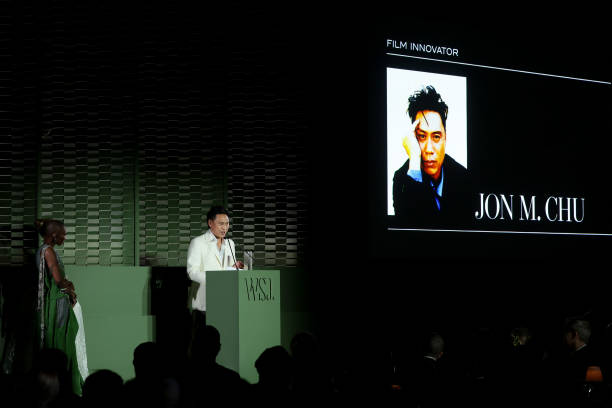 Cynthia Erivo, Ariana Grande, and Jon M. Chu speak onstage during the WSJ. Magazine 2024 Innovator Awards on October 29, 2024 in New York City. — frame 34/39 (612×408)