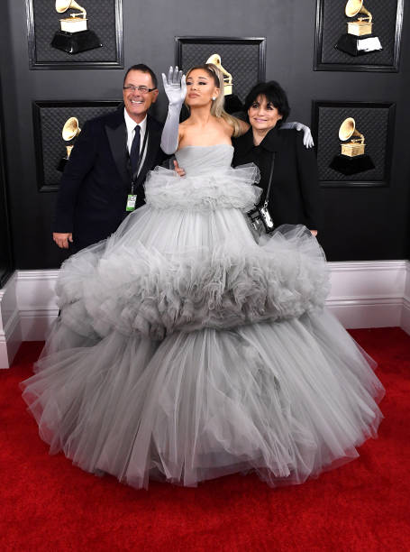 Edward Butera, Ariana Grande and Joan Grande attend the 62nd Annual GRAMMY Awards at Staples Center on January 26, 2020 in Los Angeles, California. — frame 138/153 (455×612)