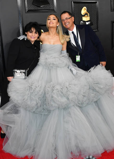 Joan Grande, Ariana Grande, and Edward Butera attend the 62nd Annual GRAMMY Awards at Staples Center on January 26, 2020 in Los Angeles, California. (437×612)