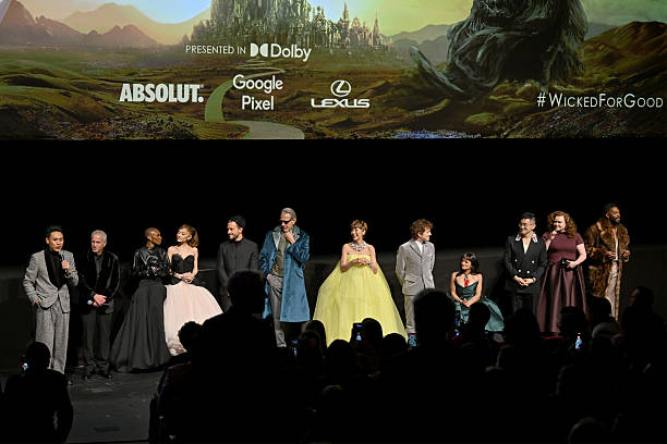 Jon M. Chu, Marc E. Platt, Cynthia Erivo, Ariana Grande, Jonathan Bailey, Jeff Goldblum, Michelle Yeoh, Ethan Slater, Marissa Bode, Bowen Yang, Bronwyn James and Colman Domingo attend as Universal Pictures proudly presents the WICKED FOR GOOD US Premiere on November 17, 2025 in New York City. — frame 90/124 (612×408)