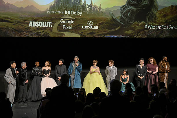 Jon M. Chu, Marc E. Platt, Cynthia Erivo, Ariana Grande, Jonathan Bailey, Jeff Goldblum, Michelle Yeoh, Ethan Slater, Marissa Bode, Bowen Yang, Bronwyn James and Colman Domingo attend as Universal Pictures proudly presents the WICKED FOR GOOD US Premiere on November 17, 2025 in New York City. — frame 91/124 (612×408)