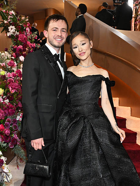 Kevin Csolak and Ariana Grande at the 83rd Annual Golden Globes held at The Beverly Hilton on January 11, 2026 in Beverly Hills, California. — frame 32/147 (459×612)