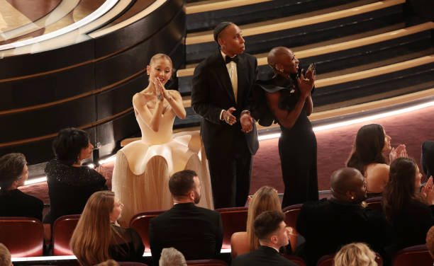 Los Angeles, CA. March 2, 2025: Ariana Grande, Lena Waithe and Cynthia Erivo at the 97th Academy Awards at the Dolby Theatre on March 2, 2025 in Los Angeles, CA. — frame 2/24 (612×376)