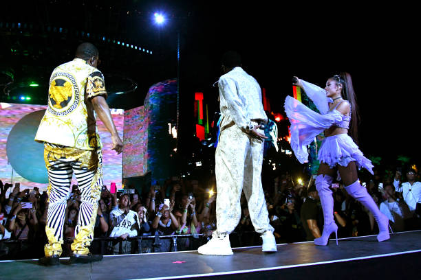 Mase, Diddy, and Ariana Grande perform on Coachella Stage during the 2019 Coachella Valley Music And Arts Festival on Ap