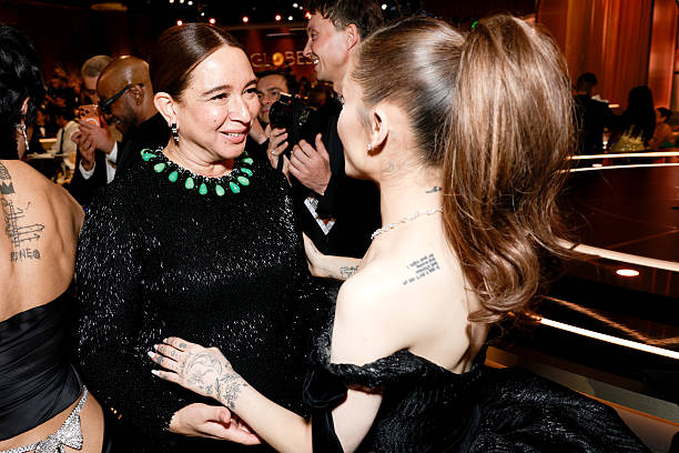Maya Rudolph and Ariana Grande attend the 83rd Annual Golden Globe Awards at The Beverly Hilton on January 11, 2026 in Beverly Hills, California. — frame 9/19 (612×408)