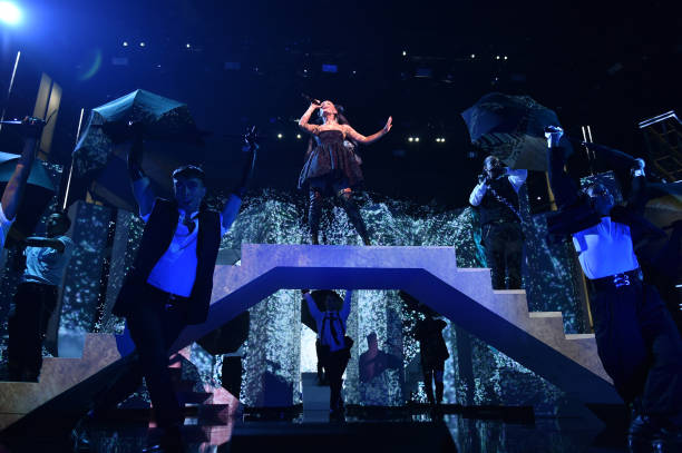 Recording artist Ariana Grande performs at the 2018 Billboard Music Awards at MGM Grand Garden Arena on May 20, 2018 in 