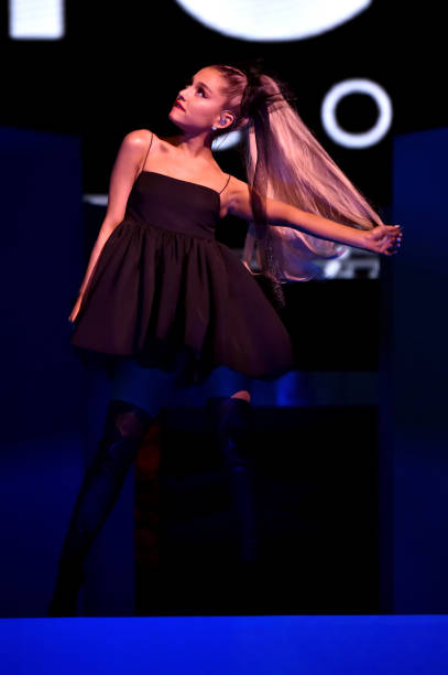 Recording artist Ariana Grande performs onstage at the 2018 Billboard Music Awards at MGM Grand Garden Arena on May 20, 2018 in Las Vegas, Nevada. (407×612)