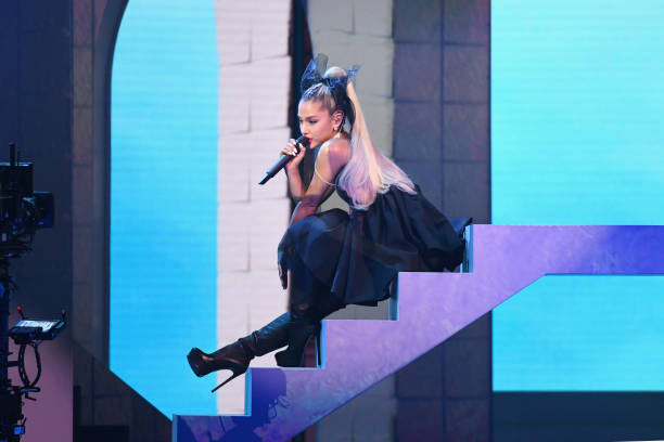 Recording artist Ariana Grande performs onstage during the 2018 Billboard Music Awards at MGM Grand Garden Arena on May 20, 2018 in Las Vegas, Nevada. (612×408)