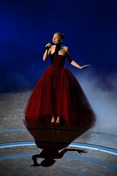 Singer and actress Ariana Grande performs onstage during the 97th Annual Academy Awards at the Dolby Theatre in Hollywood, California on March 2, 2025. — frame 7/12 (408×612)
