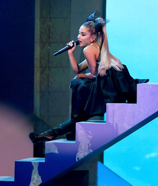 Singer Ariana Grande performs at the 2018 Billboard Music Awards at the MGM Grand Garden Arena on May 20, 2018 in Las Ve